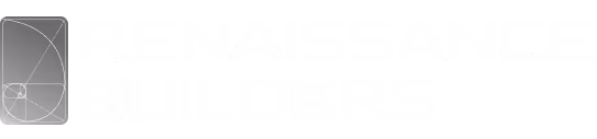 A greyscale logo for Renaissance Builders