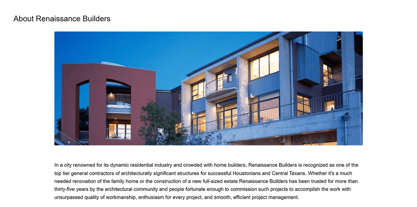 The original hero section from the About Us page of the rbihouston.com website.